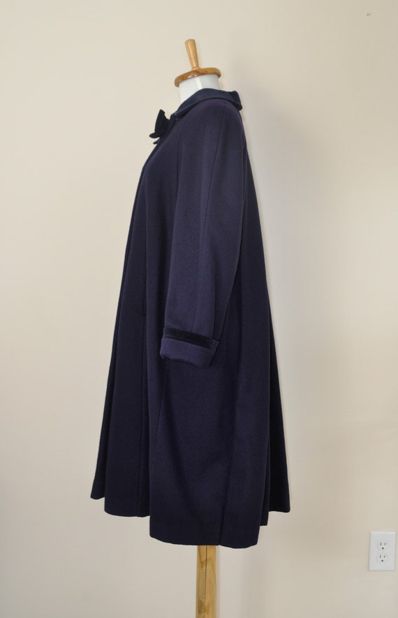 Vintage Navy Velvet Winter Coat / Small Medium Wo… - image 5