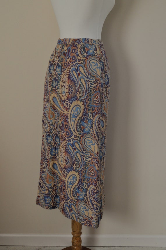 Vintage Maxi Skirt Paisley Tapestry / Women Small… - image 7