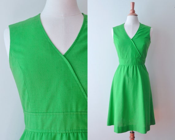 60s Green Dress / Vintage 1960s Lime Mod Mini Wrap Dress / - Etsy
