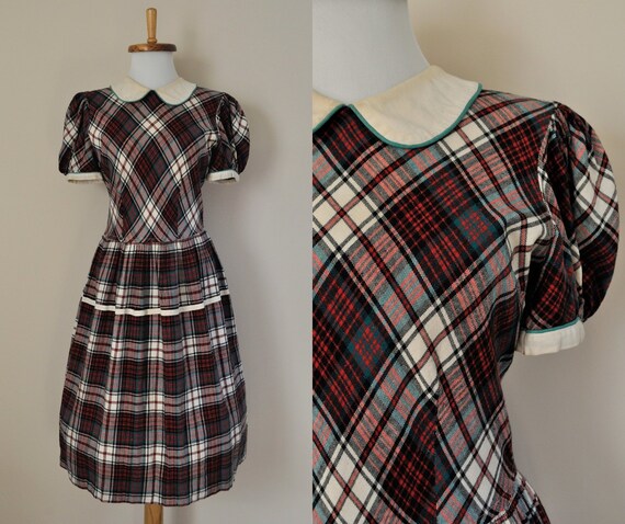 red green plaid dress