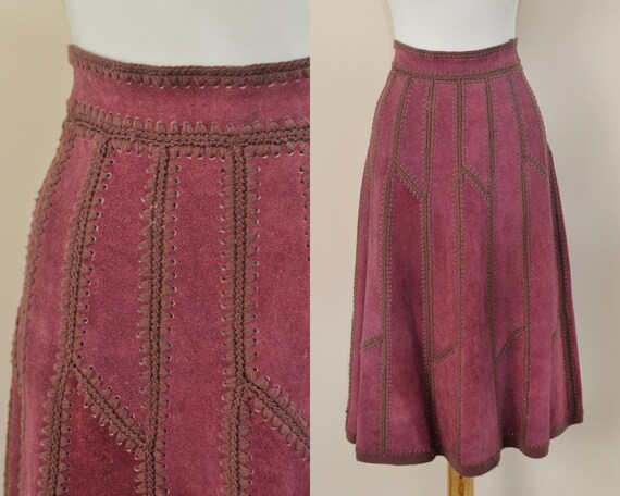 Purple crocheted A-line skirt