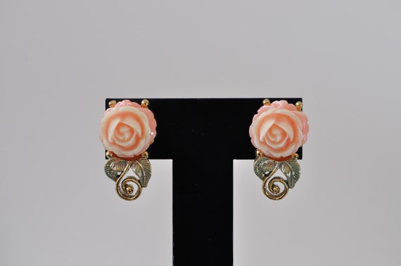 Vintage Flower Earrings / 80s 90s Pierced Stud Po… - image 3