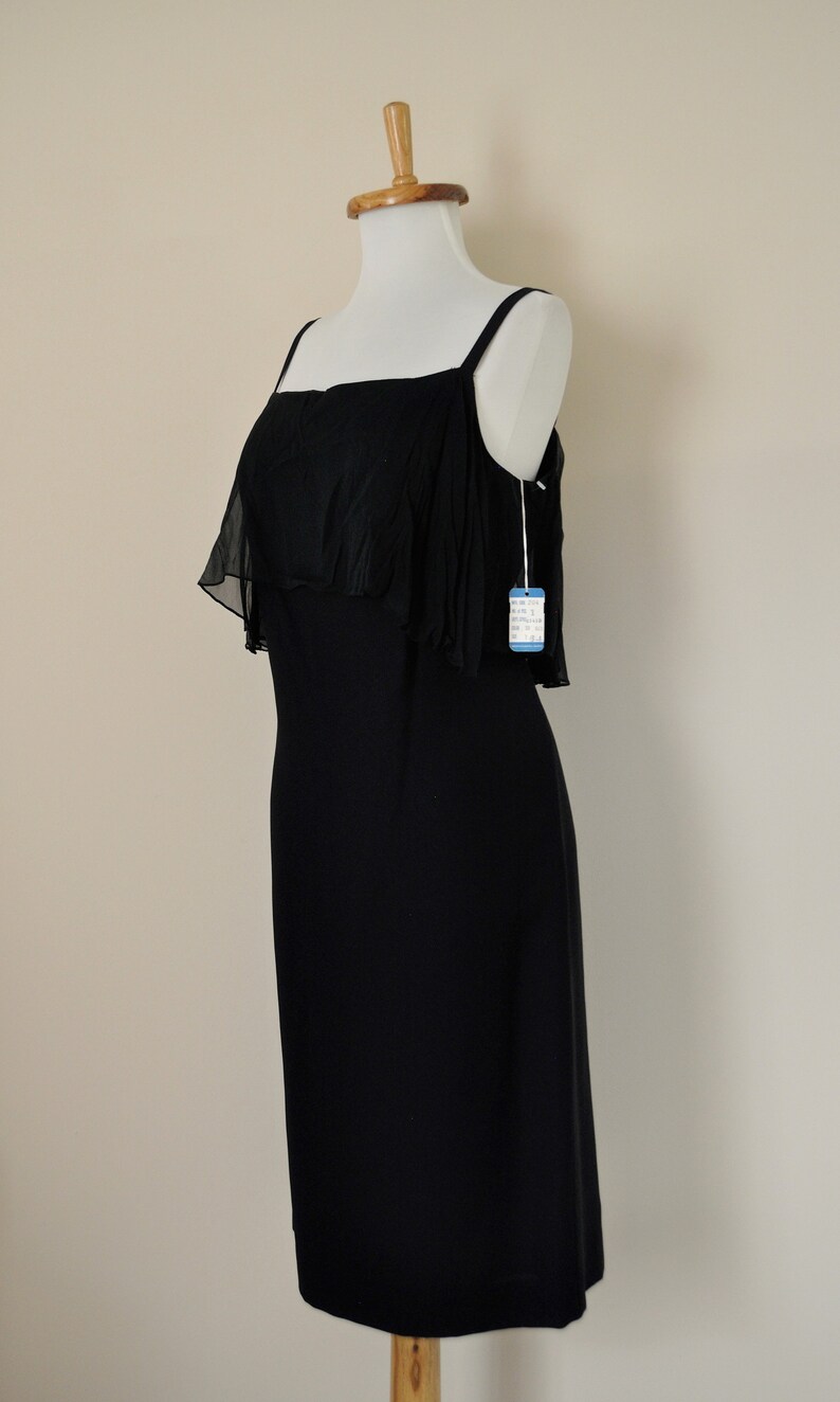 60s Black Cocktail Dress / Vintage 1960s Chiffon Shift Ruffle - Etsy