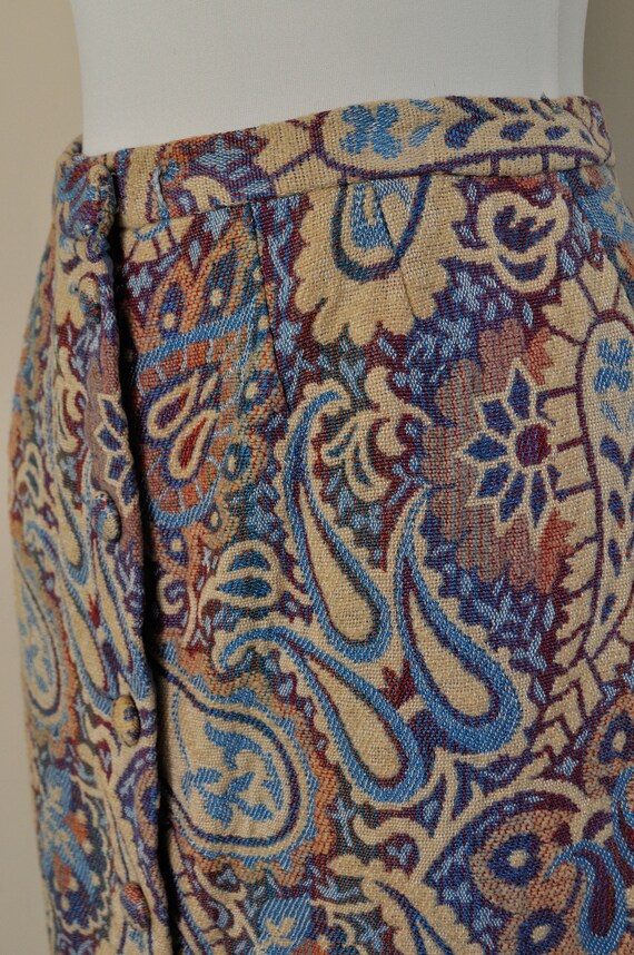 Vintage Maxi Skirt Paisley Tapestry / Women Small… - image 4