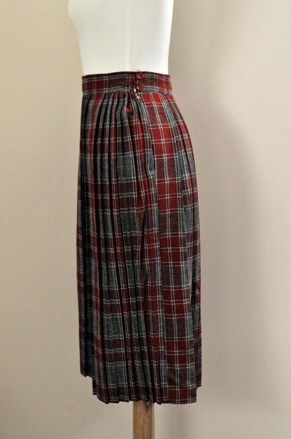 Plaid Pleated Midi Skirt