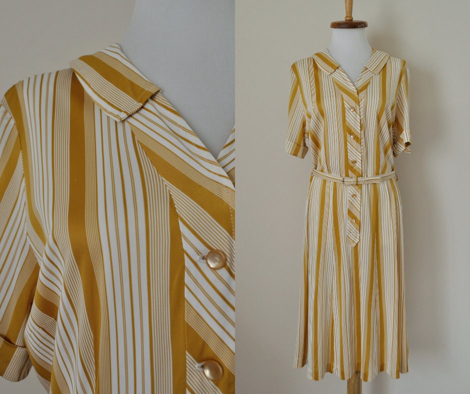 Mustard and white striped dress Clearance