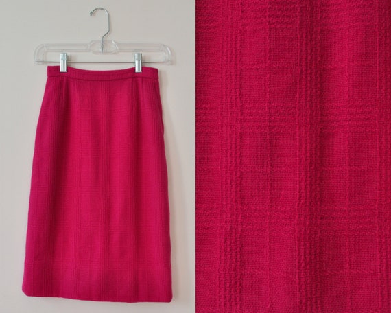50s Hot Pink Skirt / Vintage 1950s 1960s Magenta P