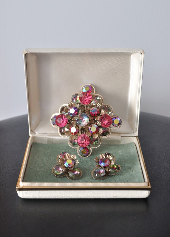 1960s Cathe Rhinestone Brooch and Earrings / Vint… - image 6