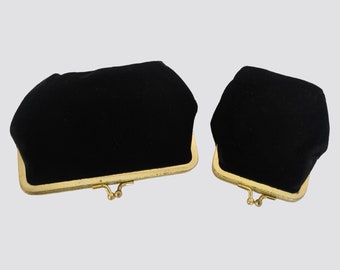 Vintage Coin Purse Clutches Velvet / 1950s 50s Two Piece Matching Set Small Mini Change Wallet Pocketbook / Evening Formal Cocktail Pouch