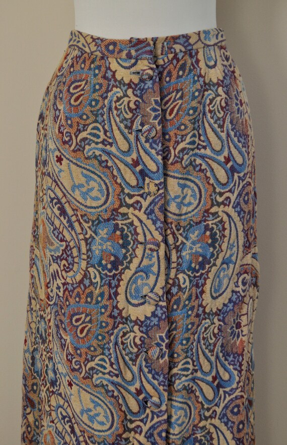 Vintage Maxi Skirt Paisley Tapestry / Women Small… - image 2