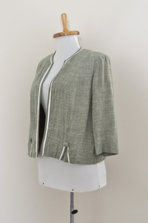 Vintage Cropped Jacket Plaid / Medium Large Women… - image 3