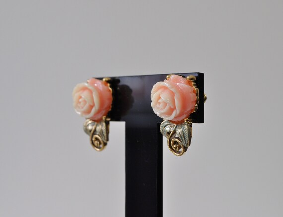 Vintage Flower Earrings / 80s 90s Pierced Stud Po… - image 4