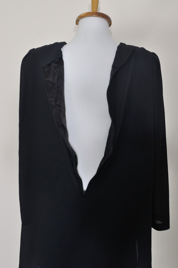 1980s Black Cape Dress with Sequins Lace / Small … - image 6