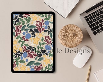 Colorful Floral iPad Wallpaper | Aesthetic Tablet Background (Digital Download)