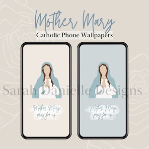 Our Lady Phone Wallpaper | Mother Mary Saint Art | Minimal iPhone Background Digital Download
