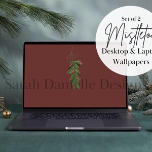 Mistletoe Desktop Background | Christmas Laptop Wallpaper Digital Download