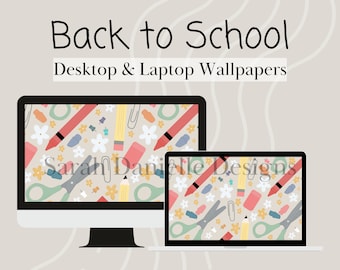 Classroom School Supplies Desktop Background | Back to School Doodle Laptop Wallpaper Digital Download