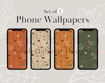 Pompoenen & Herfst bladeren Telefoon Wallpaper Design | Telefoonachtergrond Digitale Download