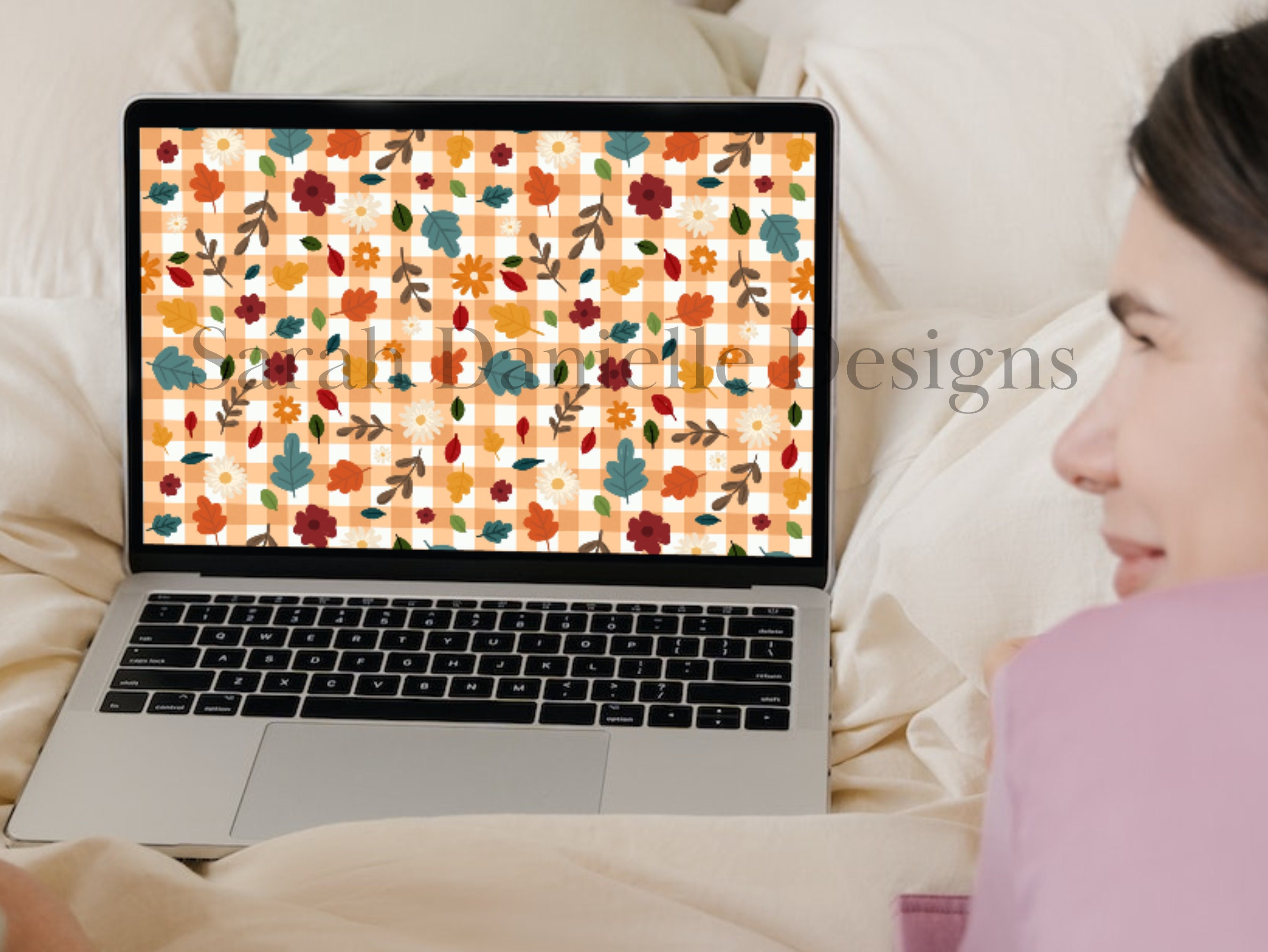 Fall Leaves Plaid Desktop Wallpaper | Autumn Laptop Background (digital ...