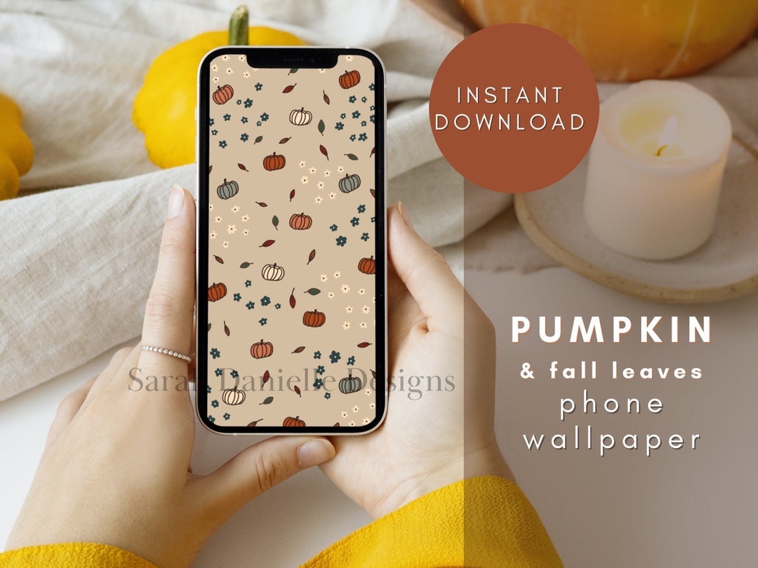 Pompoenen \u0026Fall Leaves Phone Wallpaper | Telefoon Achtergrond Instant  Digital Download - Etsy België, image size:1080x810