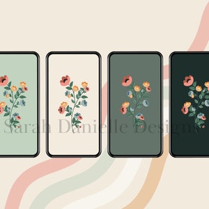 Colorful Minimal Floral Phone Wallpaper | iPhone Background Digital Download