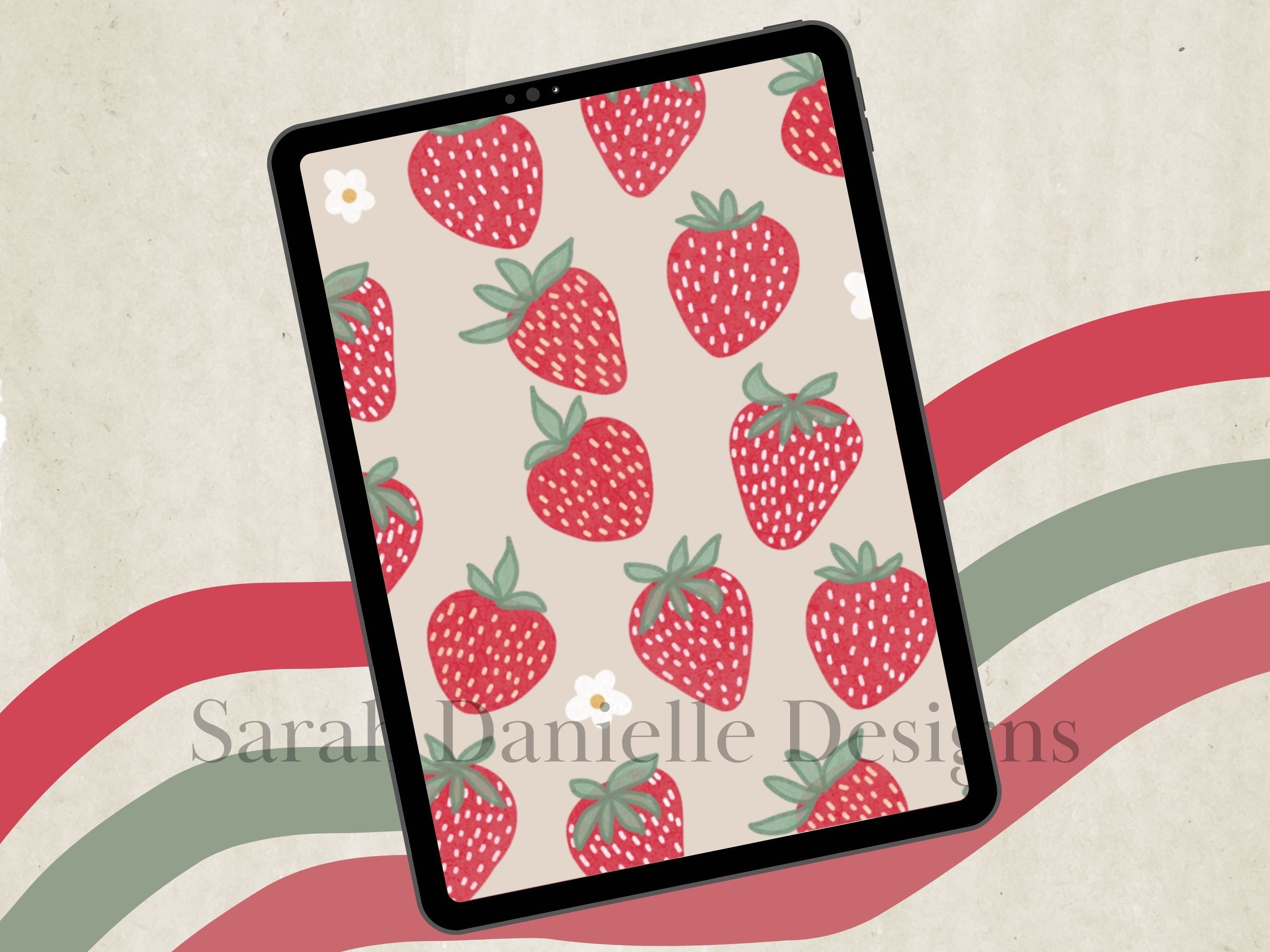 Strawberry Ipad Wallpaper Tablet Background Digital Download Etsy