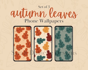 Herfstbladeren Telefoon Wallpaper | Herfst telefoon achtergrond digitale download