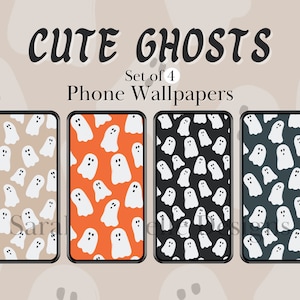Cute Ghosts Phone Wallpaper | Halloween Phone Background Digital Download