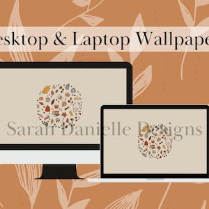 Autumn Doodles Desktop Background | Minimal Fall Laptop Wallpaper Digital Download