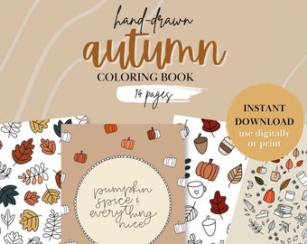 Autumn Coloring Book | Hand-Drawn Fall Designs (Digital Download)