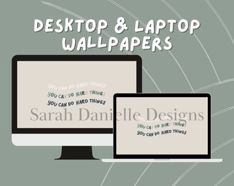 Motivational Desktop Wallpaper | You Can Do Hard Things | Minimalist Laptop Background Digital Download
