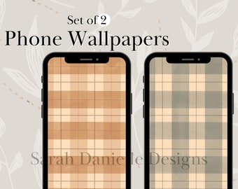 Plaid Fall Phone Wallpaper Design | Phone Background Digital Download