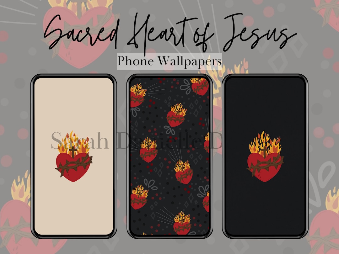 Sacred Heart of Jesus Phone Wallpaper | Catholic Art | Minimal iPhone  Background Digital Download - Etsy Israel, image size:1080x810