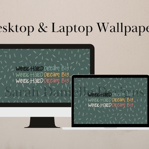 Motivierende Desktop-Tapete | Work Hard Dream Big | Minimalistischer Laptop Hintergrund Digitaler Download