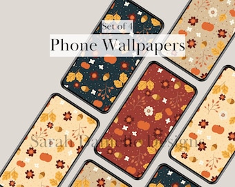Kleurrijk herfstbladeren telefoonbehangontwerp | Digitale download telefoonachtergronden