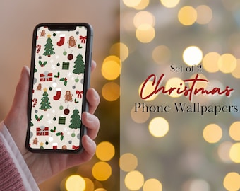 Christmas Pattern iPhone Wallpaper | Christmas Doodles Phone Background Digital Download