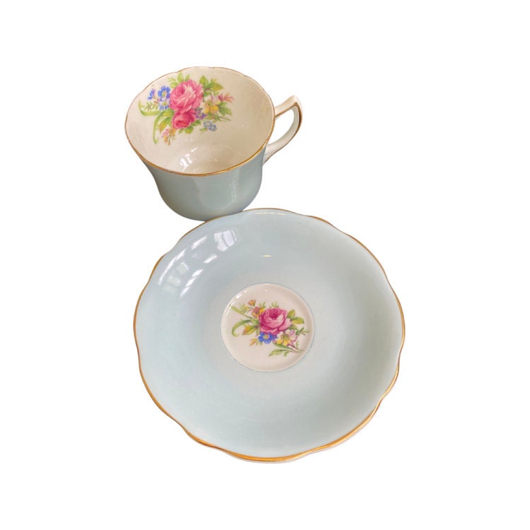Foley China EB & Co Blue Tea Cup and Saucer - Etsy