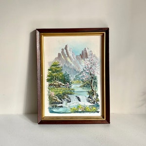 Vintage Asian Landscape Oil Painting image 1