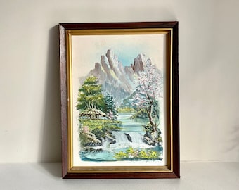 Vintage Asian Landscape Oil Painting