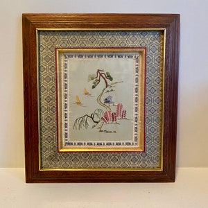 Chinese Embroidery on Silk Framed Art.