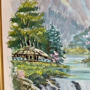 Vintage Asian Landscape Oil Painting image 2