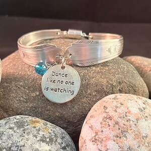 Silverplated Silverware Bracelet with Dance Charm and Blue Charm