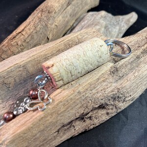 Handmade Floating Wine Cork Keychain with Bead Charms and Butterfly Charm