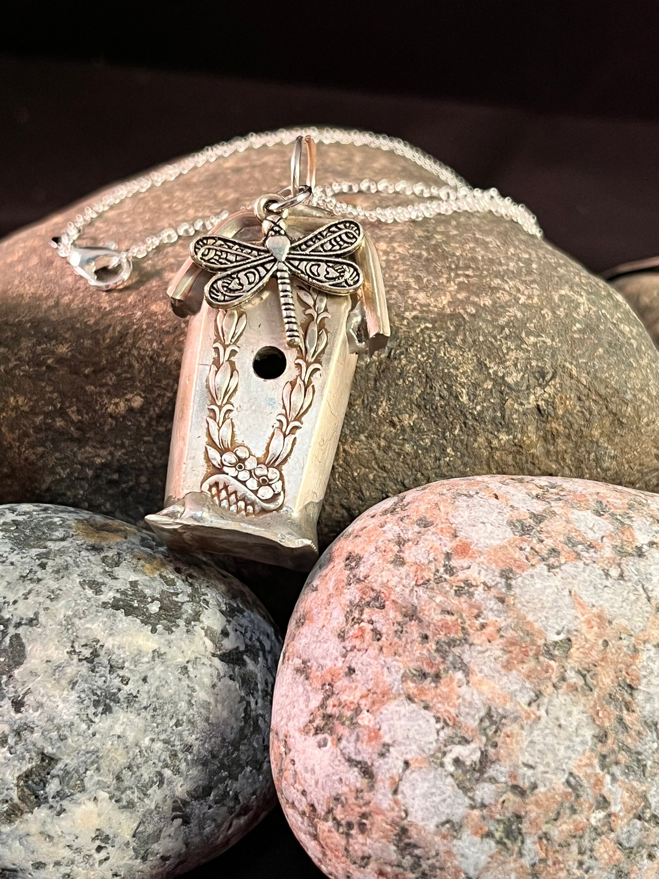 Vintage Silverware Birdhouse Pendant With Dragonfly Charm - Etsy