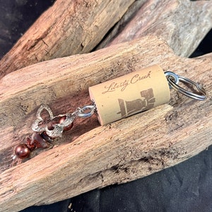 Handmade Wine Cork Floating Keychain with Beads and Butterfly Charm