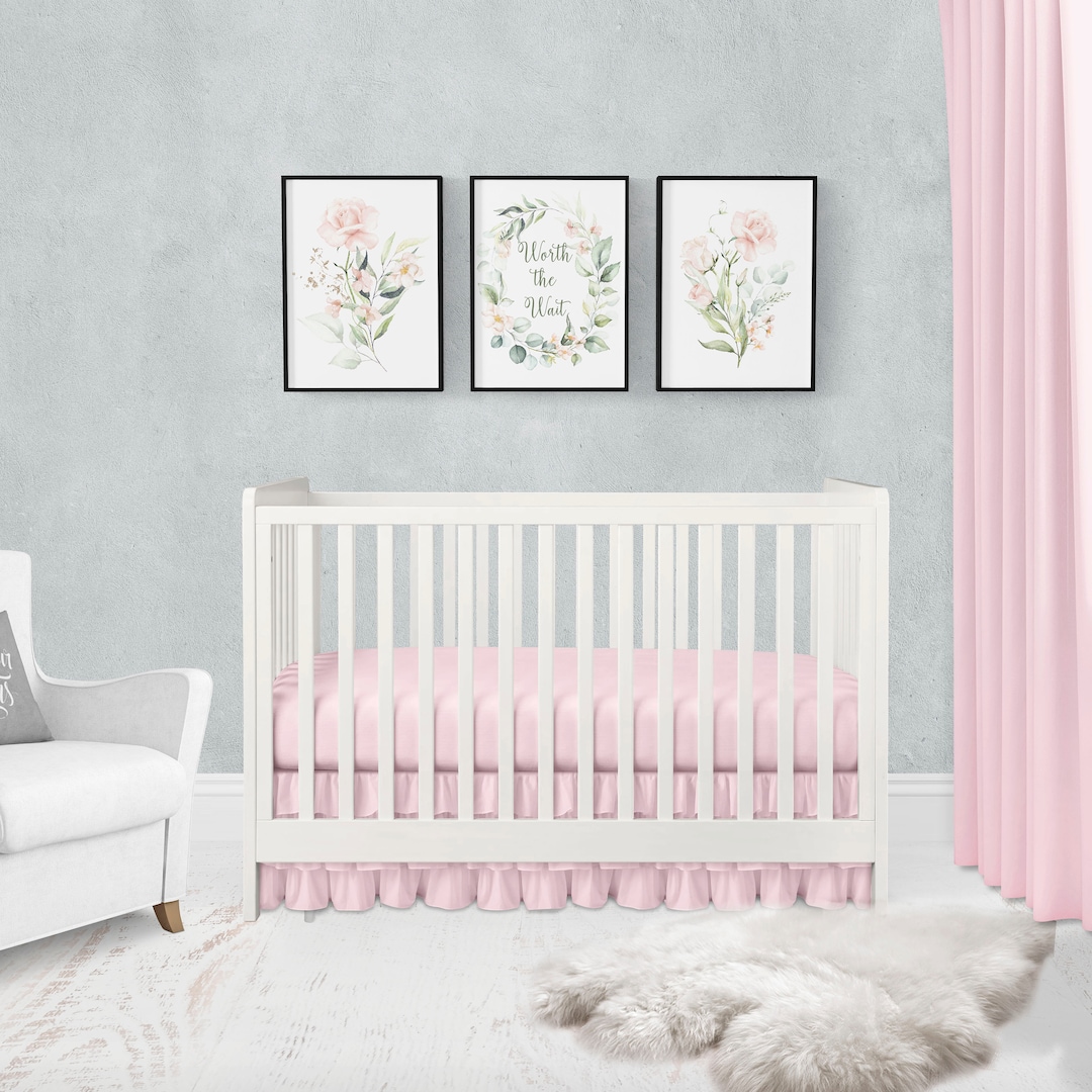 Pink Baby Crib Bedding Solid Color Nursery Baby Bedding Baby Etsy