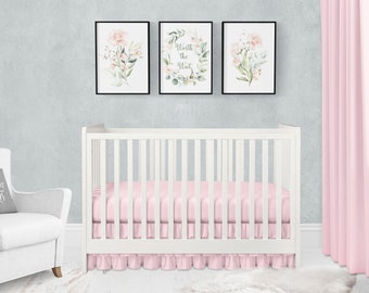 Pink Baby Crib Bedding, Solid Color Nursery Baby Bedding, Baby Girl Nursery Decor, Crib Sheet, Crib Skirt, Change Pad, Mini Crib