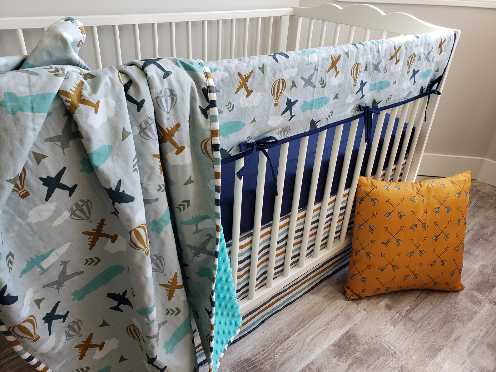 Vintage Airplane Hot Air Balloon Crib Bedding Baby Boy Etsy