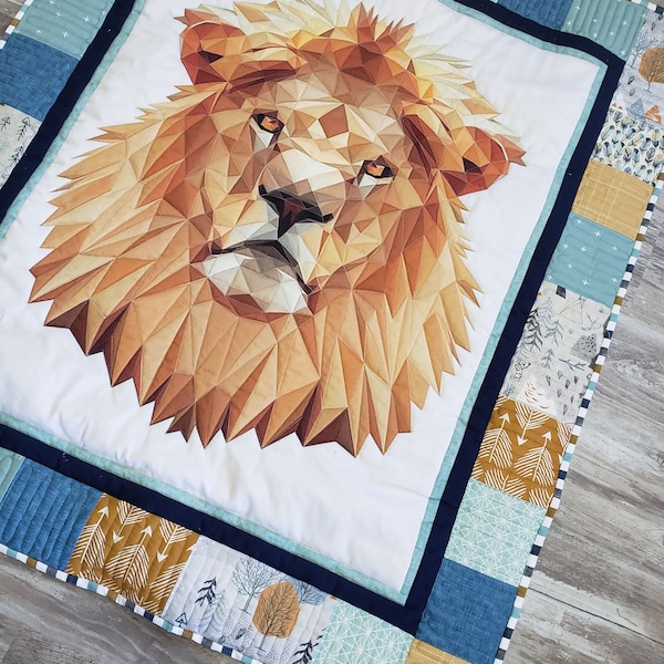 Narnia Aslan Baby Bedding - Lion Witch and Wardrobe Custom Quilt Set - Modern Majestic Lion Crib Bedding - Heirloom Baby Quilt - CS Lewis