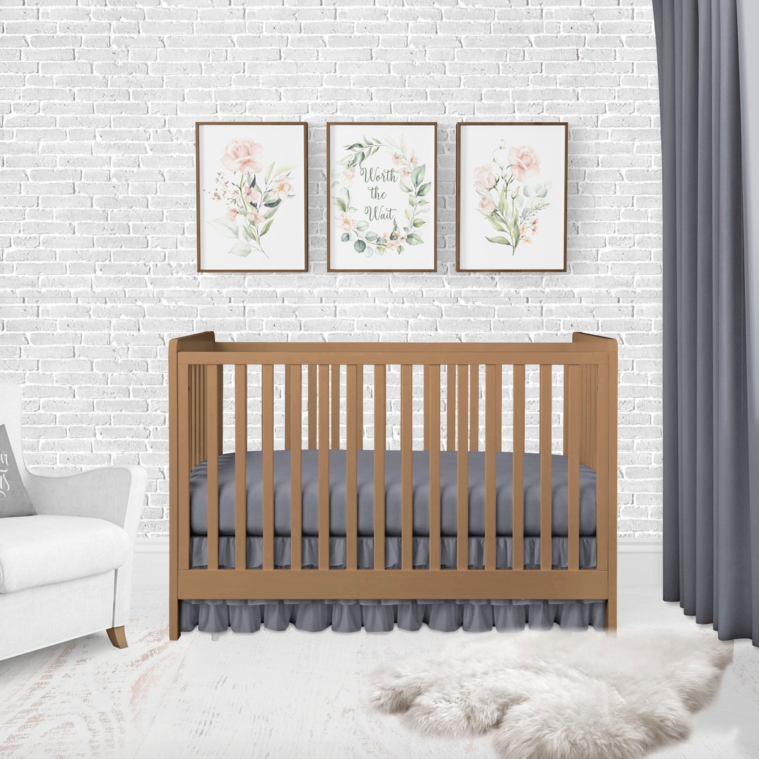 Charcoal Grey Gray Baby Crib Bedding, Solid Color Baby Bedding, Nursery